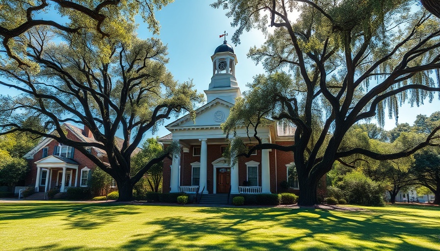 Kerr County historic courthouse amidst oak trees