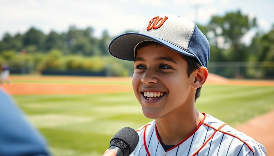 Young player interviewed about Little League World Series gifts on field.