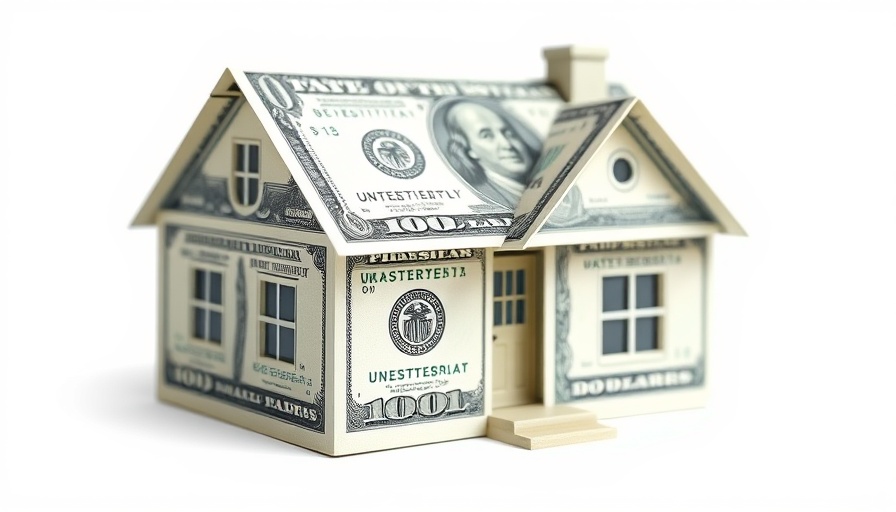 Dollar bill house symbolizing relocation incentives and housing costs.