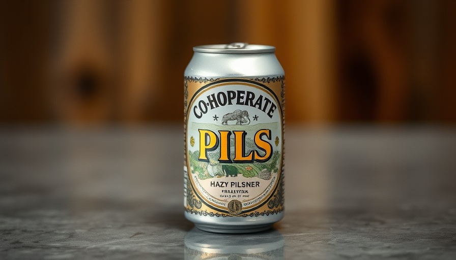 Silver beer can with 'Co-Hoperate Pils Hazy Pilsner' label illustrating the hazy beer trend in Houston.