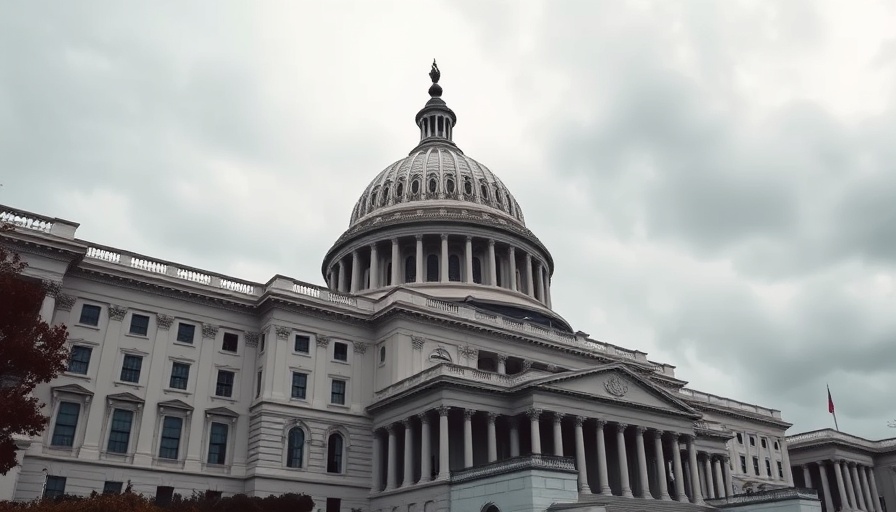 Dramatic view of the U.S. Capitol building under cloudy skies.