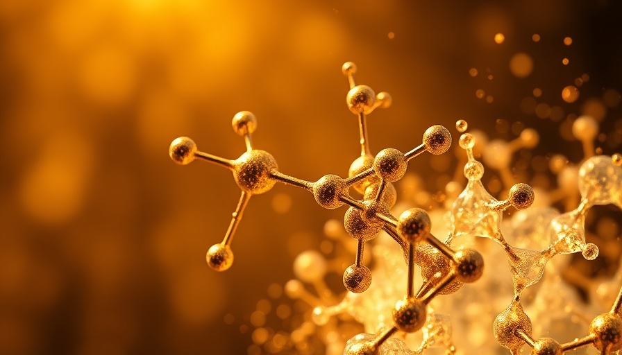 Abstract depiction of cysteine molecule structure with glowing particles related to weight loss.