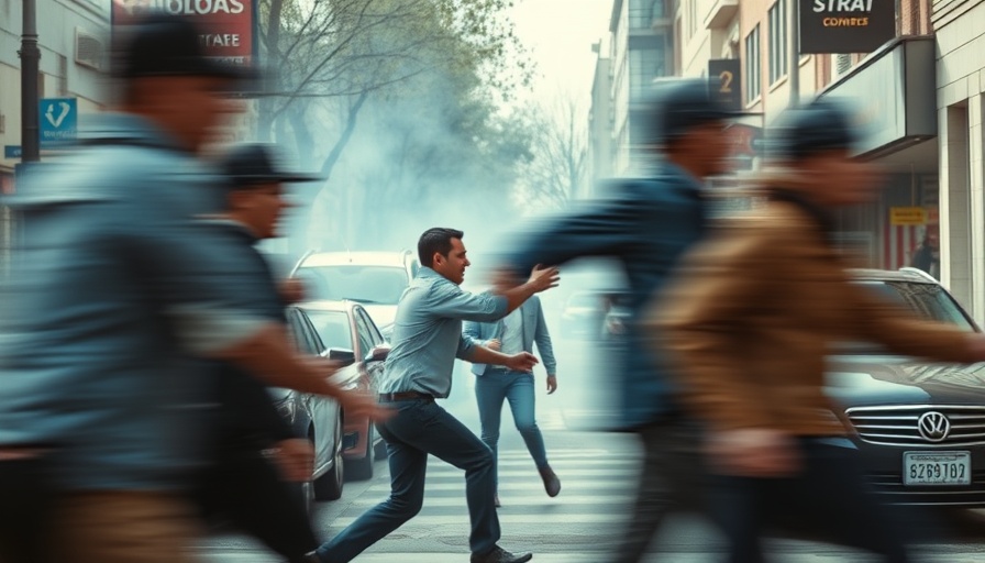 Street altercation with focused man discussing Democrat monopoly