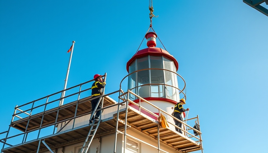 Return of lantern to Yaquina Bay Lighthouse during restoration