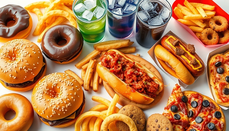 Assortment of ultraprocessed foods highlighting variety and detail.