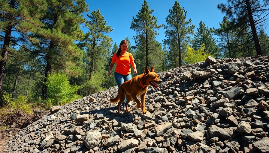 Woman and dog searching debris in Austin local news context.