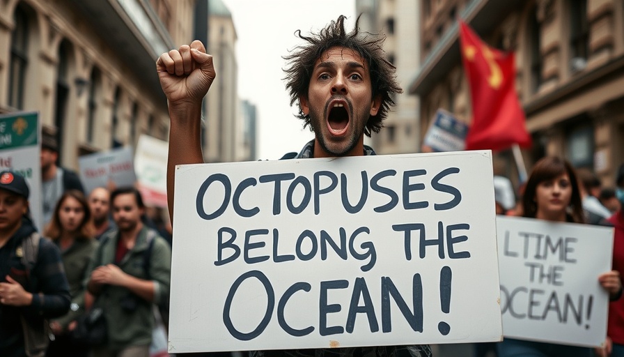 Protester holding a sign at San Antonio Aquarium animal welfare protest.