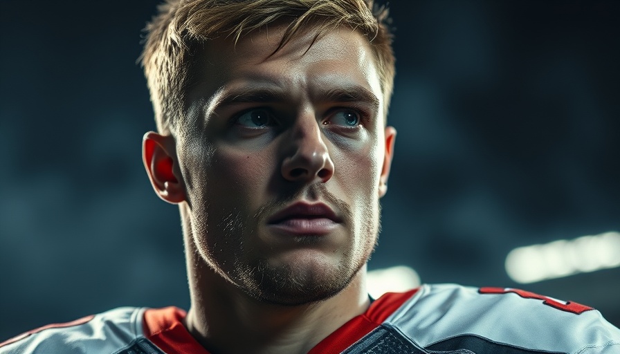 Focused football player with text on NFL injury report, NFL injury report