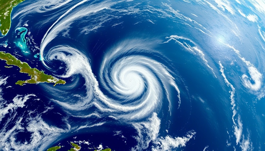 Satellite view capturing Tropical Storm Erin over the Atlantic.