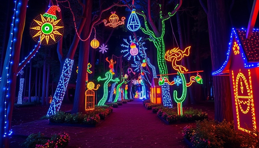 Colorful light trail experience inspired by The Nightmare Before Christmas.
