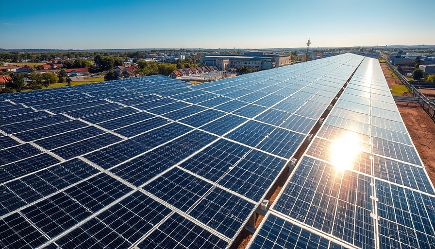 Solar panels in urban setting reflecting sunlight, illustrating renewable energy's role in reshaping plans.