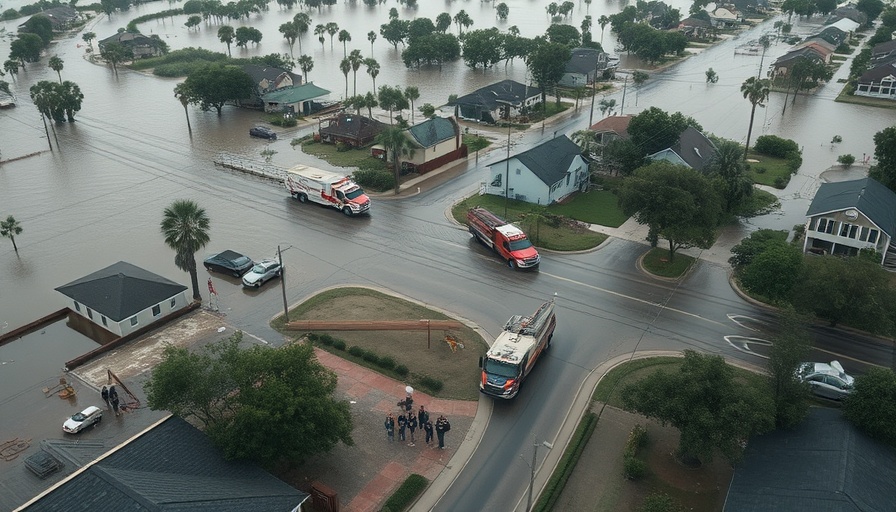 Aerial view of Texas flood response improvements with rescue operations.