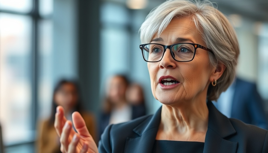 Older professional woman discussing bipartisan appropriations bills indoors.
