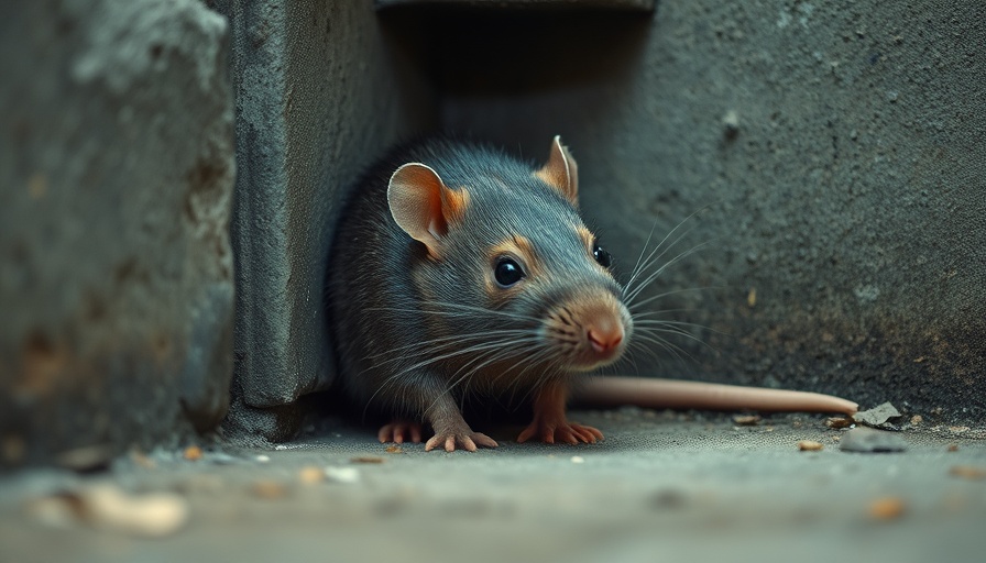 Rat infestation in apartments near concrete wall.