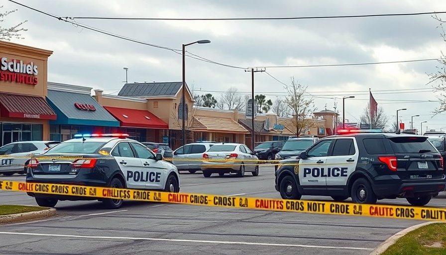 Houston strip mall shooting scene with police presence.
