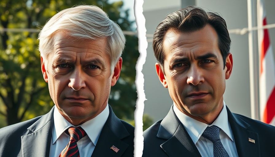 Contrasting images of two men in suits discussing Trump redistricting plans.