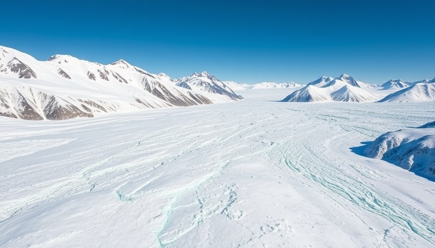 Expansive Alaskan glacier landscape under a clear sky.