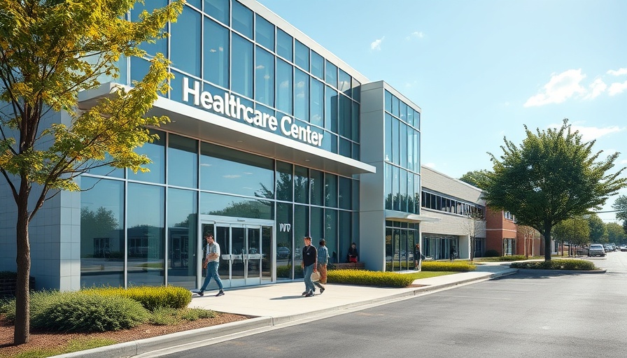 Modern healthcare center under a sunny sky, health and wellness focus