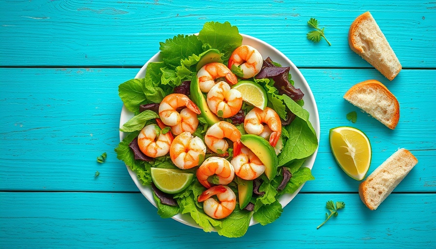 Tasty shrimp and avocado salad as protein combos for bagged salads.