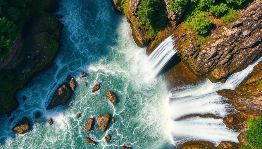 POV sports fan reactions to stunning waterfall view.