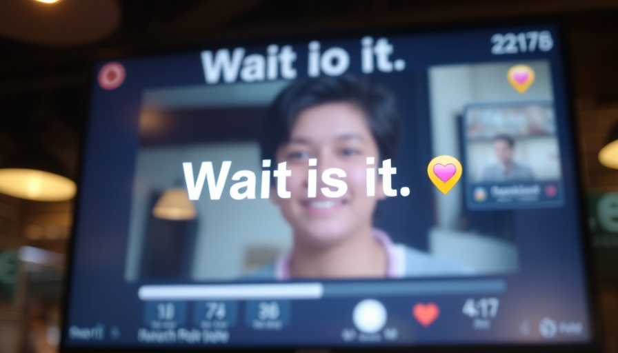Dimly lit screen showing paused video with text overlay.