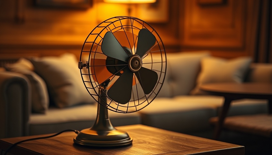 Cozy climate safe room with vintage fan and sofa.