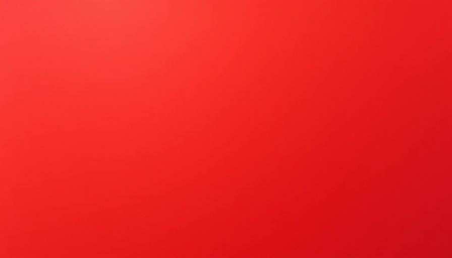 Solid red background, minimalistic design