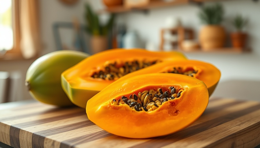 Sliced papaya on a cutting board - tips for healthy aging.