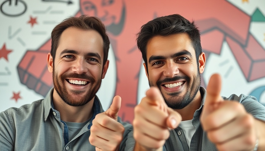 Caught Stealing screening Austin; two men smiling and pointing.