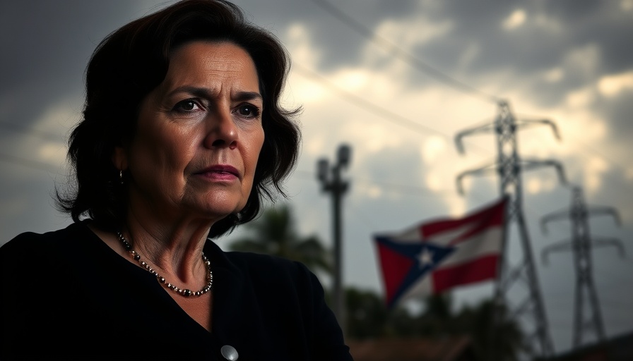 Affordable electricity Puerto Rico - depiction of power lines and Puerto Rican flag.