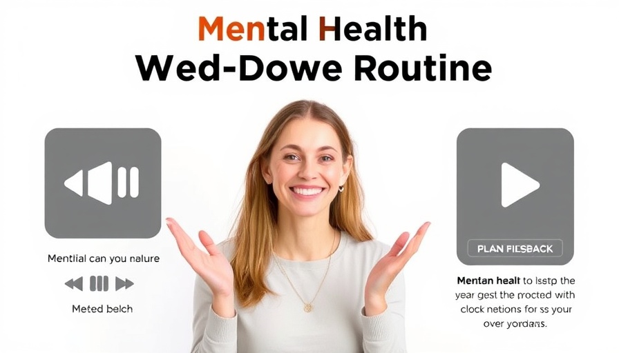 Infographic of mental health wind-down routine with smiling woman.