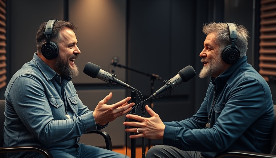 Two men in a podcast studio discussing 'healthy lifestyle habits'.