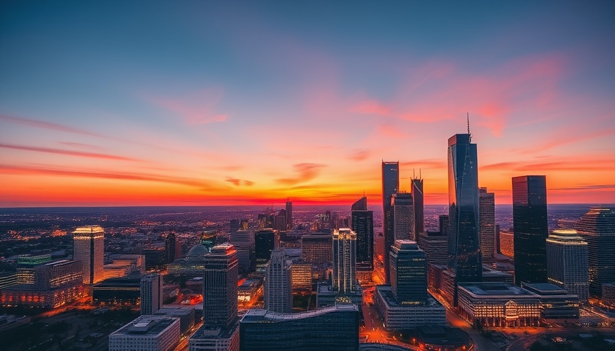 Dallas skyline at sunset reflecting vibrant business energy