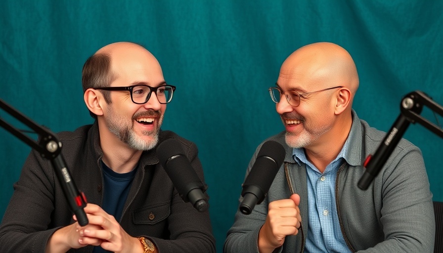 Two men discussing healthy lifestyle habits on a podcast.