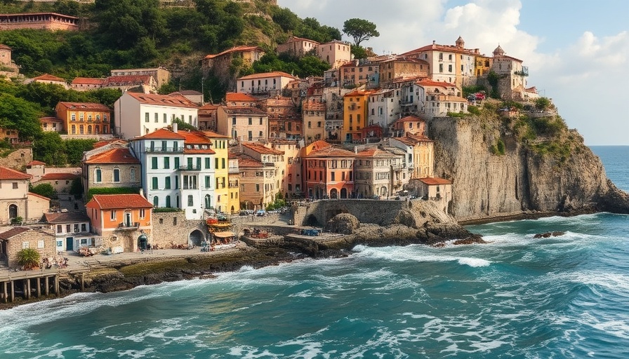 Charming coastal village with historic architecture.