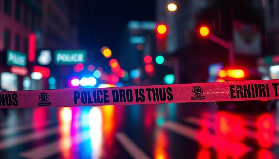 Pleasanton shooting incident police tape with blurred lights at night.
