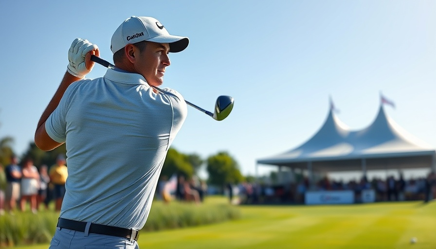 Si Woo Kim tee shot reaction on golf course with crowd.