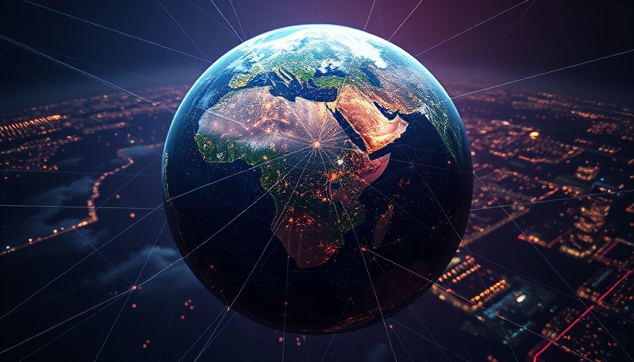 Network connections visualized on Earth, global data connectivity.