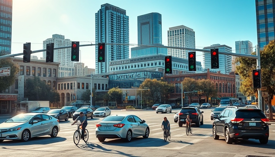 Austin TX traffic safety at city intersection with vehicles.
