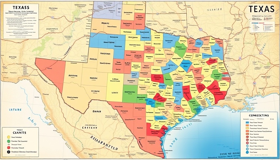 Detailed Texas congressional map showing redistricting.