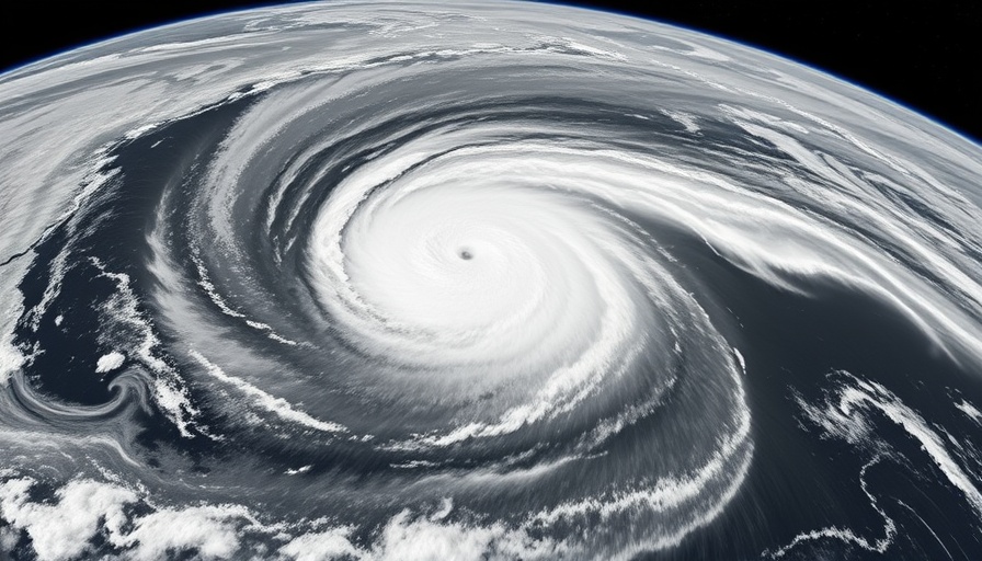 Satellite view of Hurricane Erin impacting East Coast, swirling clouds.