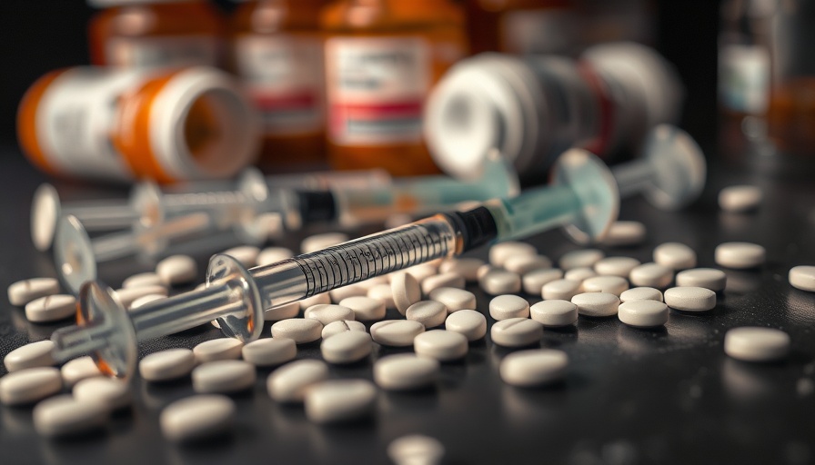 Cencora opioid mismanagement settlement concept with syringes and pills.