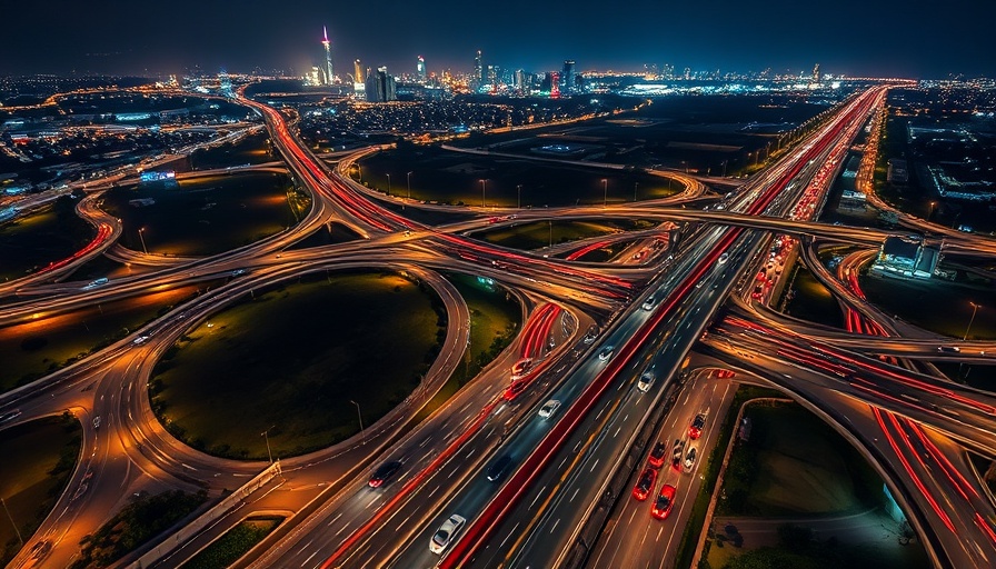 Chaotic highway scene illustrating traffic patterns on Austin's FM 620 at night.
