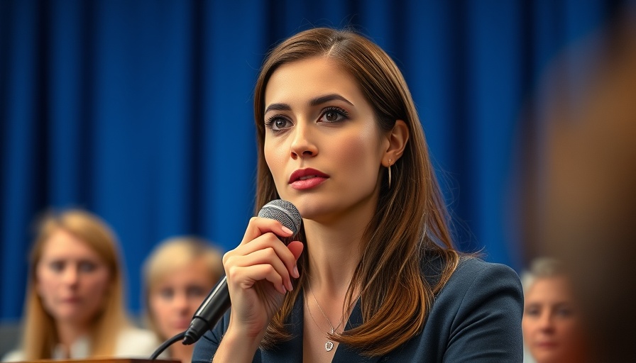 Thoughtful professional female addressing audience on security clearance revocation.