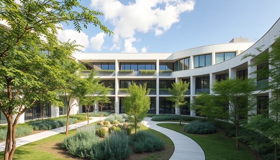 Travis County mental health diversion center surrounded by greenery.