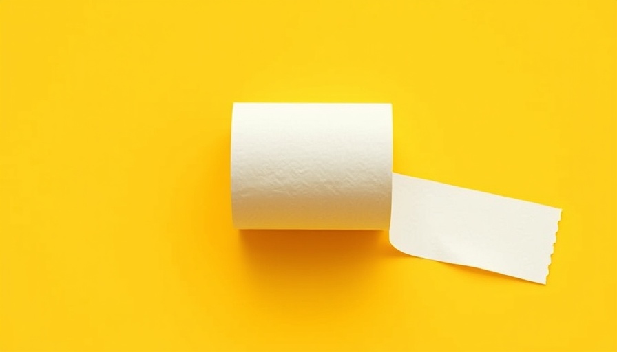Toilet roll on vibrant yellow background, relevant to foods for constipation.