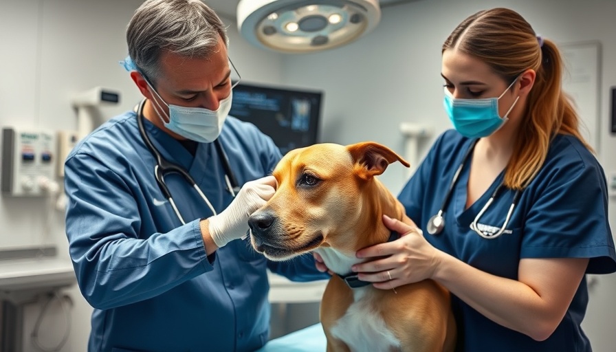 Veterinarian preparing dog for orthopedic surgery in Austin clinic.