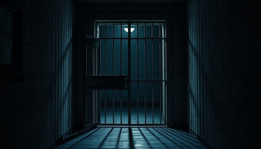 Dimly lit open jail cell symbolizing mistaken inmate release at Harris County Jail.