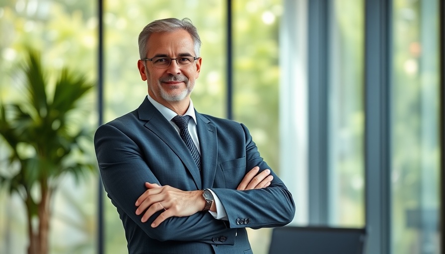 Confident man in suit in office, relating to LNG offtake deal Houston.