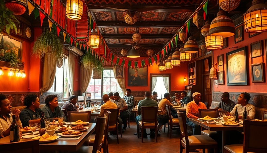 Ethiopian eatery in Cedar Park with traditional decor and dishes.